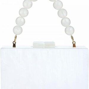 Women's Elegant Acrylic Evening Bag with Pearl Chain - Perfect for Any Occasion